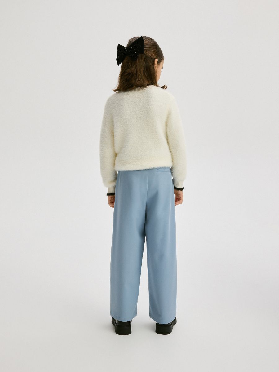 Elegant pleated trousers - steel blue - RESERVED - 5