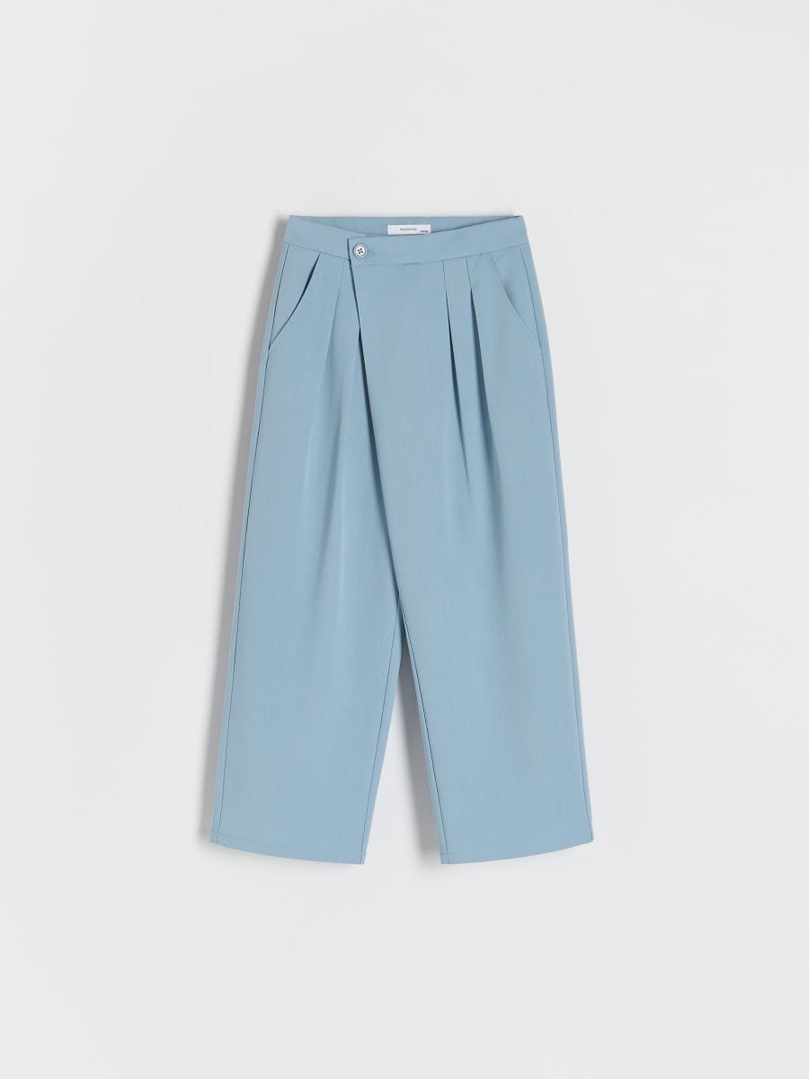 Elegant pleated trousers - steel blue - RESERVED - 2