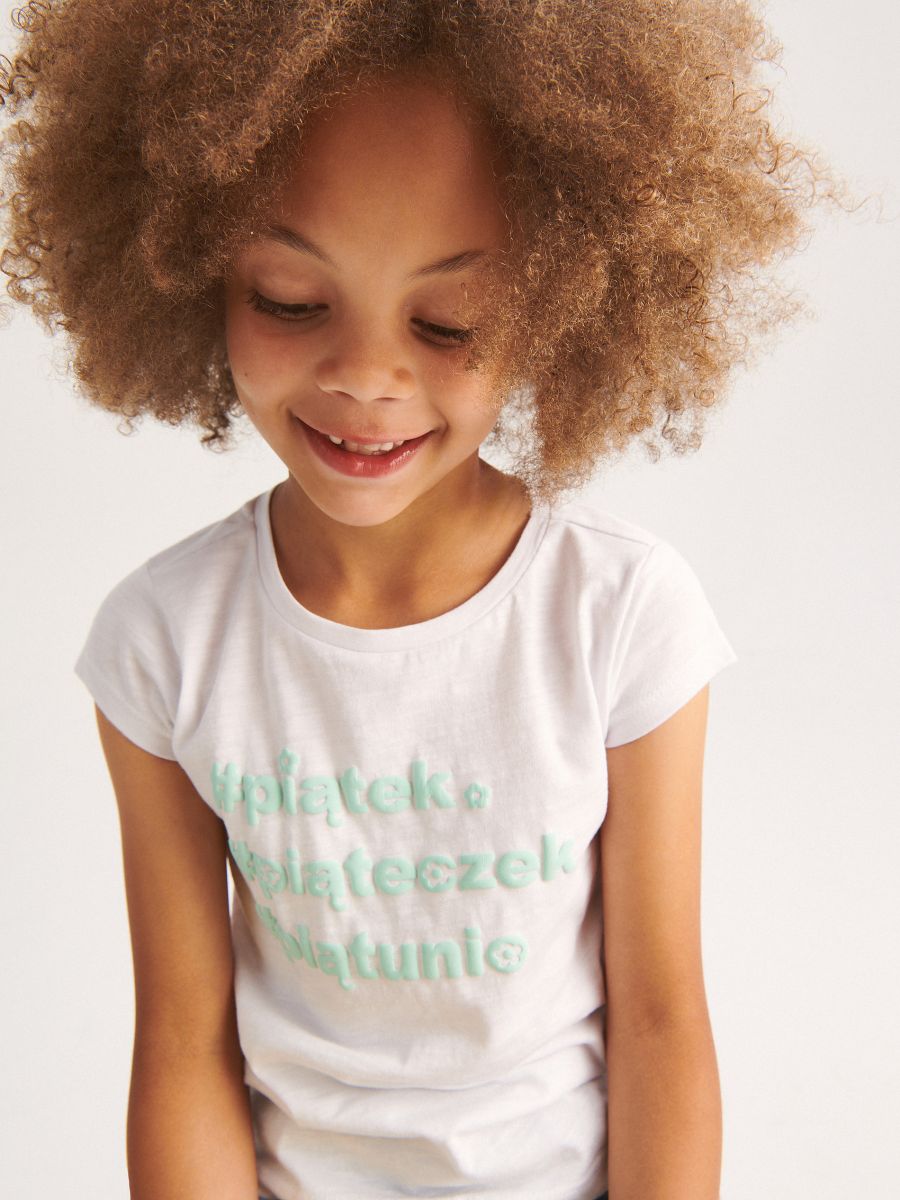 T-shirt with raised print - white - RESERVED - 3