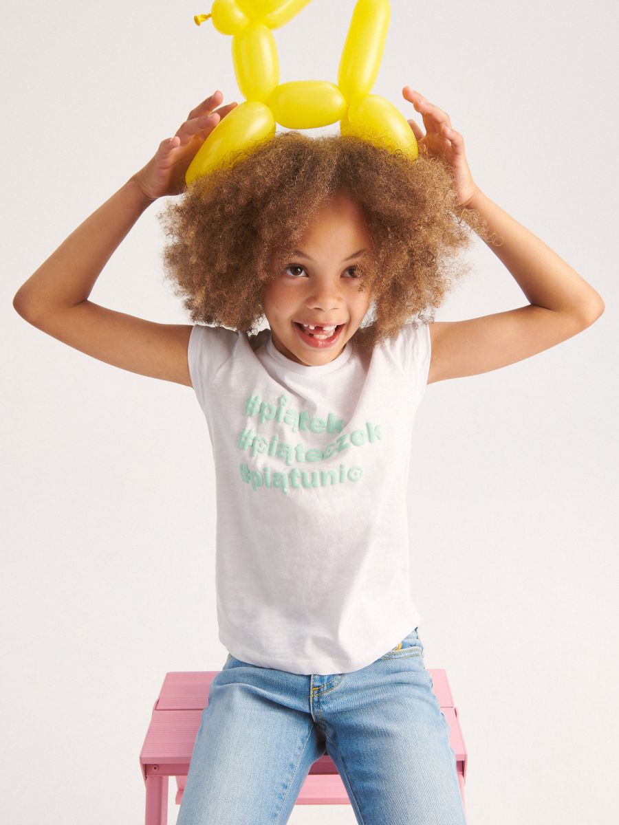 T-shirt with raised print - white - RESERVED - 4