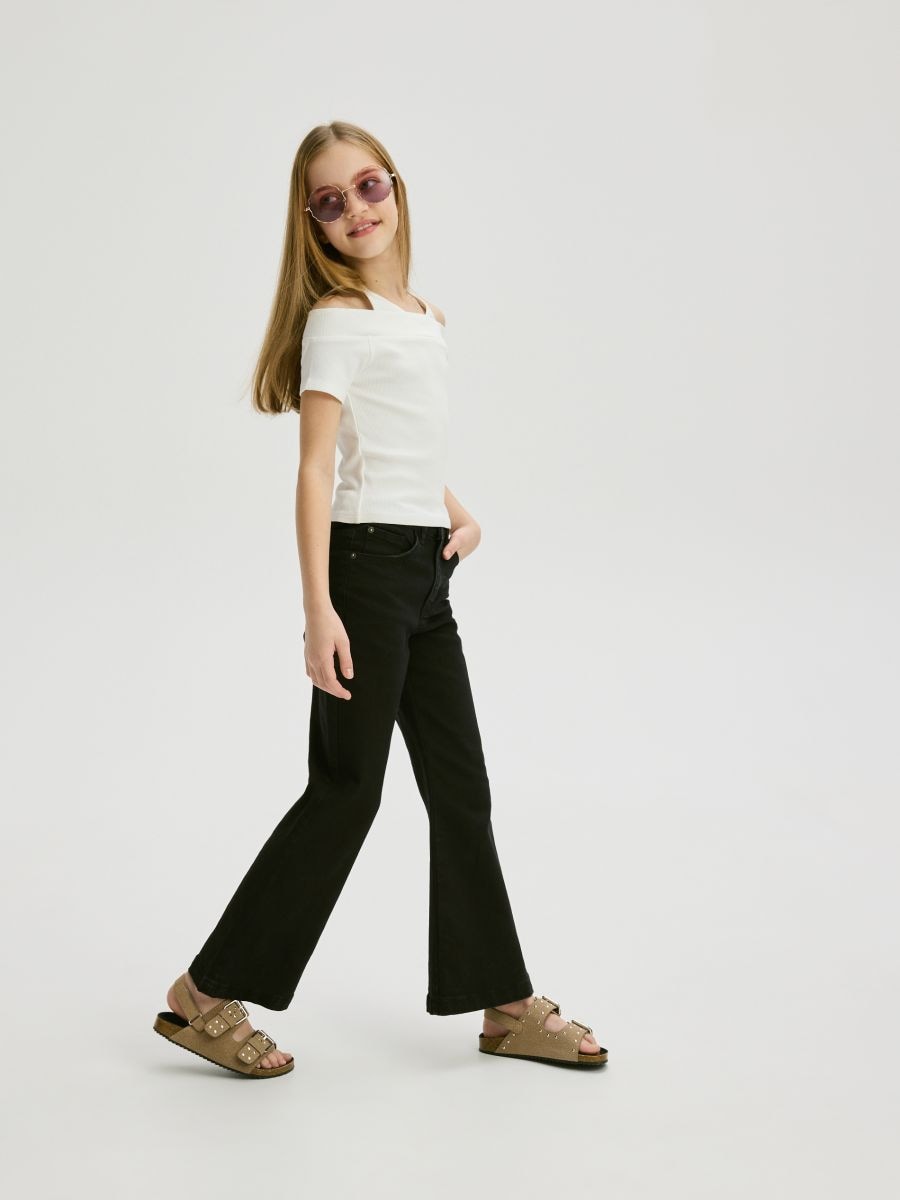 Schulterfreie Bluse - creme - RESERVED - 4