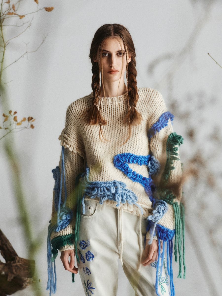 Handmade jumper with fringes - wheat - RESERVED - 3