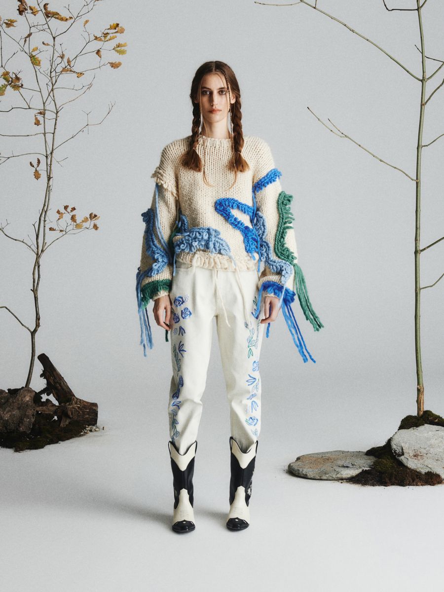 Handmade jumper with fringes - wheat - RESERVED - 4