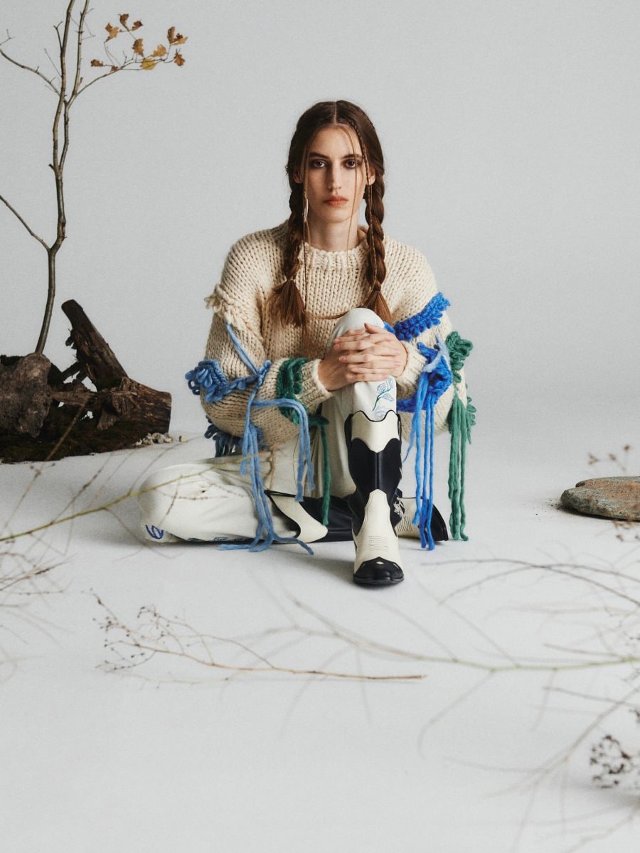 Handmade jumper with fringes - wheat - RESERVED - 6