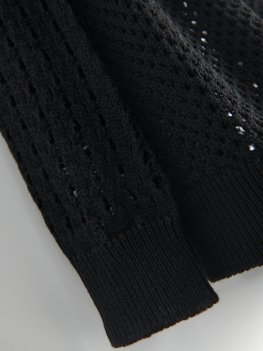 Ażurowy sweter oversize - czarny - RESERVED - 6
