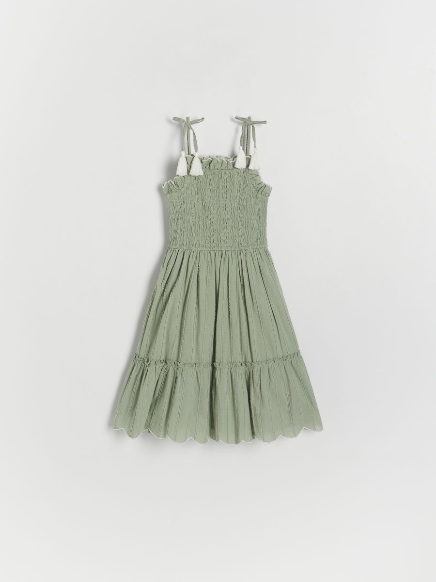 Cotton sleeveless dress - light olive - RESERVED