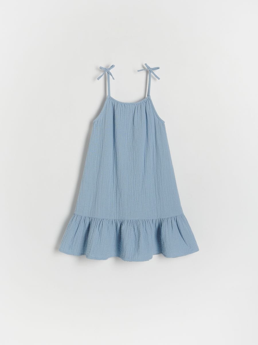 Mousseline jurk met spaghettibandjes - LICHTBLAUW - RESERVED
