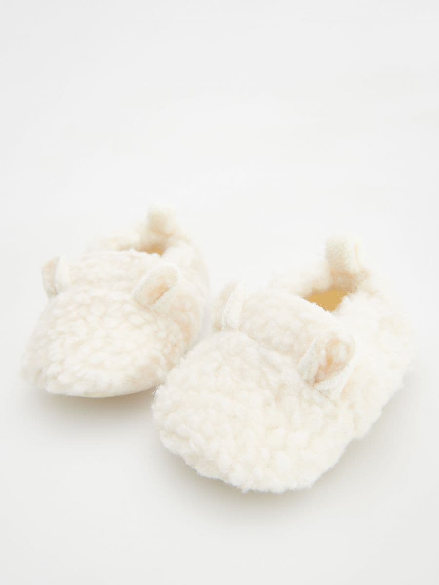 Fluffy slippers with ears - cream - RESERVED - 3