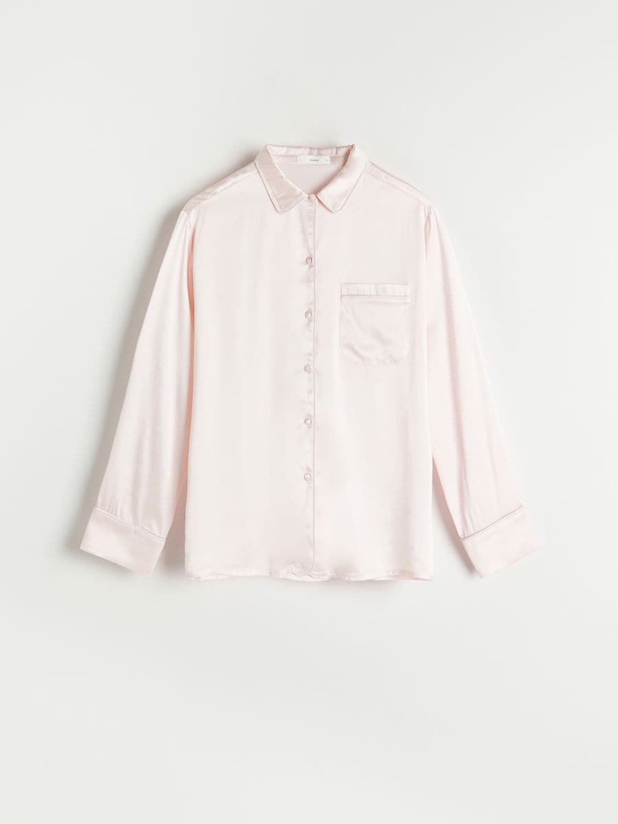 Pyjamablouse met hoog zijdegehalte - CRÈME - RESERVED - 8