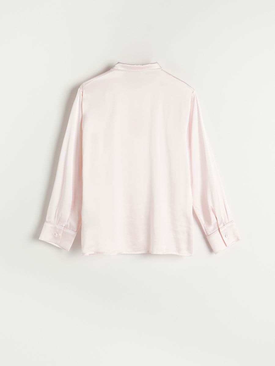 Pyjamablouse met hoog zijdegehalte - CRÈME - RESERVED - 6