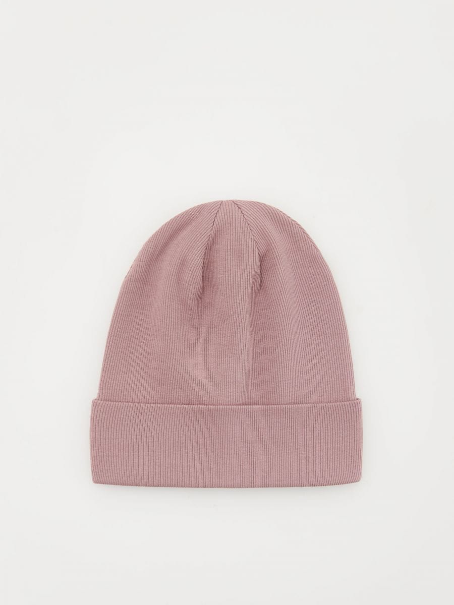 Rib knit cotton rich beanie - maroon - RESERVED