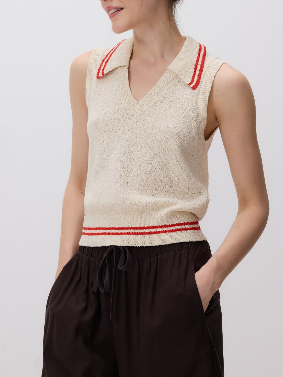 LADIES` BLOUSE - BEIGE - RESERVED