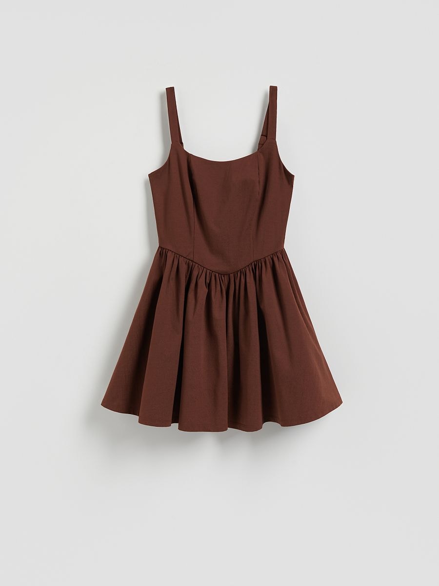 Rochie mini evazată - maro - RESERVED