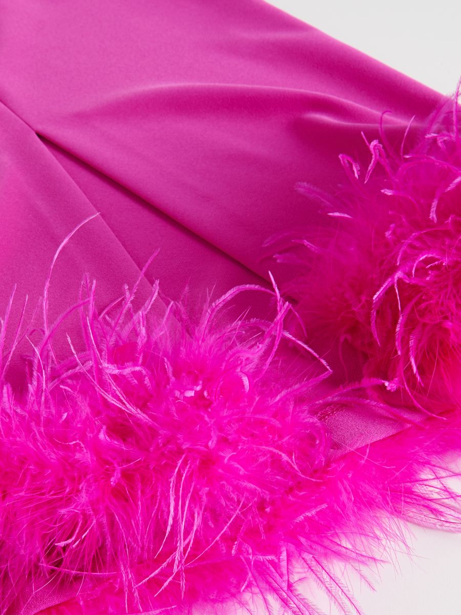 Midi dress with faux feathers - fuchsia - RESERVED - 5