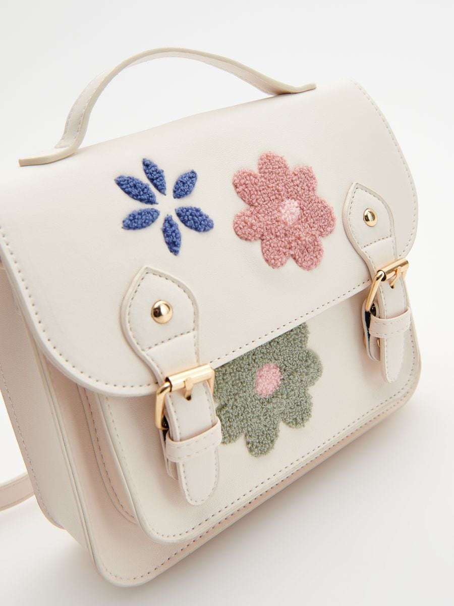 Messenger bag with appliqués - cream - RESERVED - 4