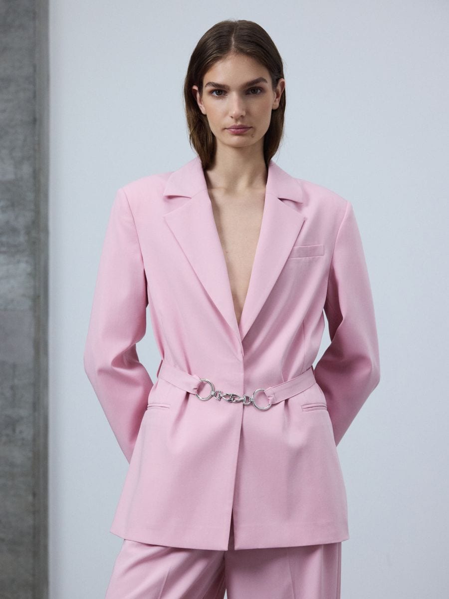 LADIES` JACKET & BELT - pastelově růžová - RESERVED