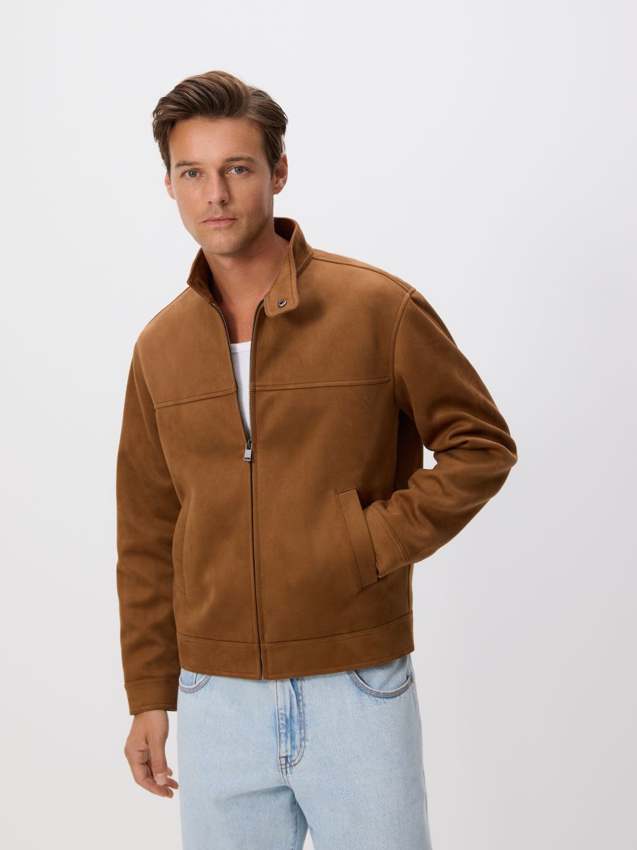 Jacket with stand up collar - brown - RESERVED