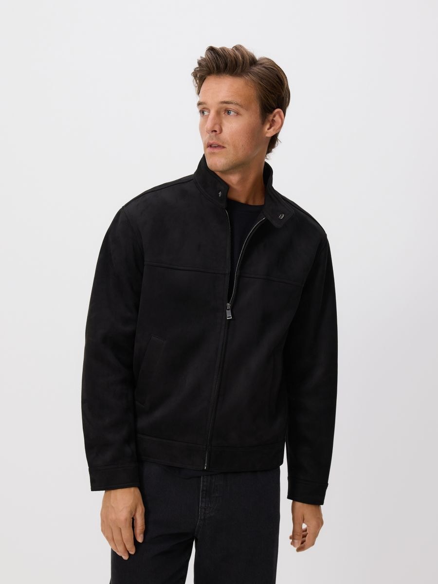 Faux suede jacket - black - RESERVED