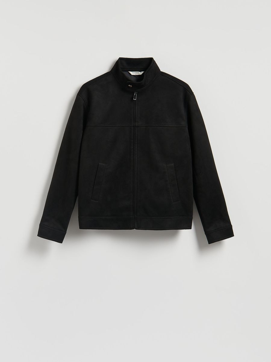 Kurtka z imitacji zamszu Kolor czarny - RESERVED - 919EF-99X