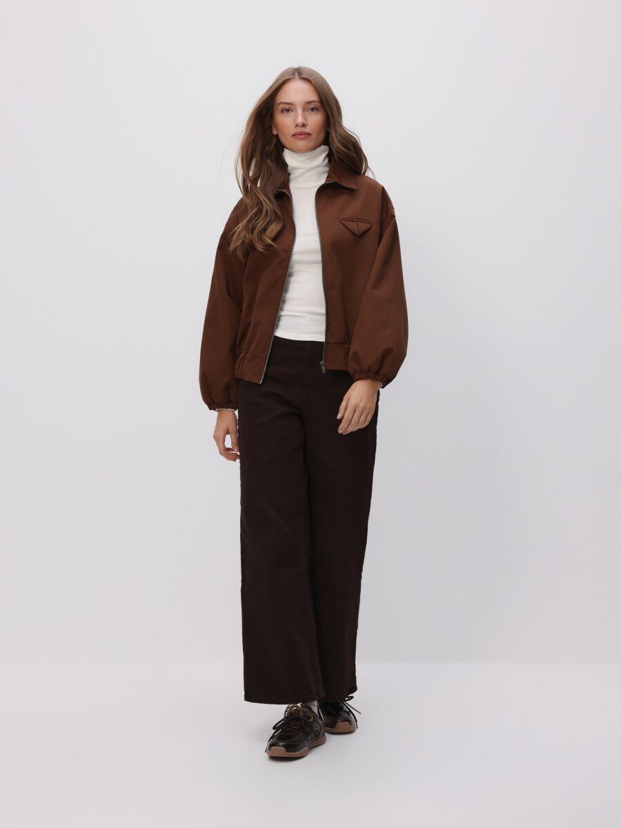 Bomber jacket with collar - brown - RESERVED