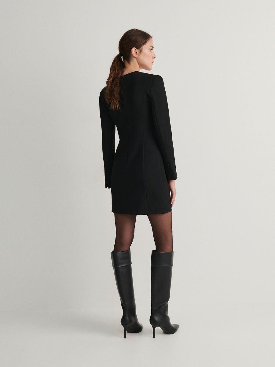 Mini dress with stitching - black - RESERVED - 4
