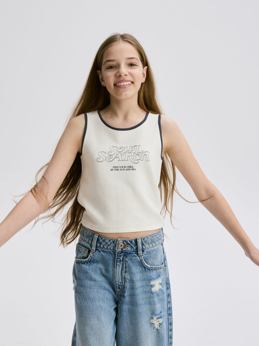 Top s reljefnim printom - krem - RESERVED - 5