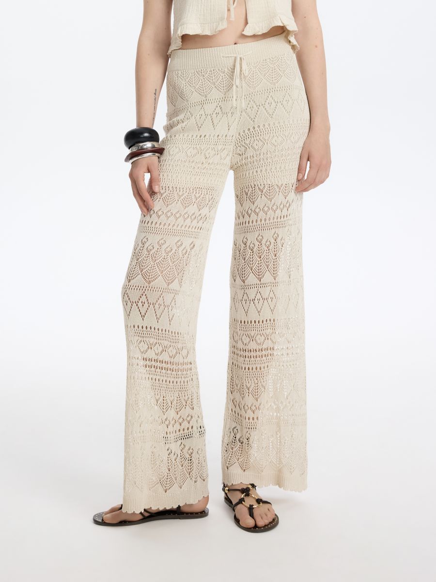 LADIES` TROUSERS - кремаста - RESERVED - 2