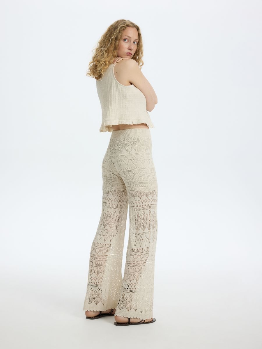 LADIES` TROUSERS - кремаста - RESERVED - 3