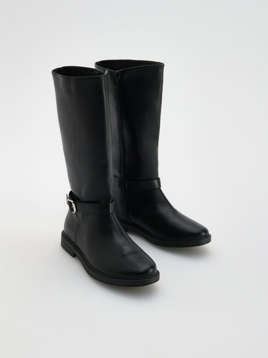 Visoke čizme od umjetne kože - crno - RESERVED