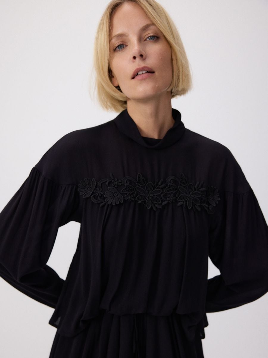 Mini dress with ruffles - black - RESERVED - 2