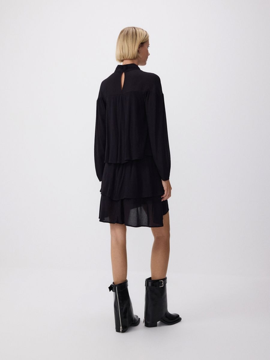 Mini dress with ruffles - black - RESERVED - 3