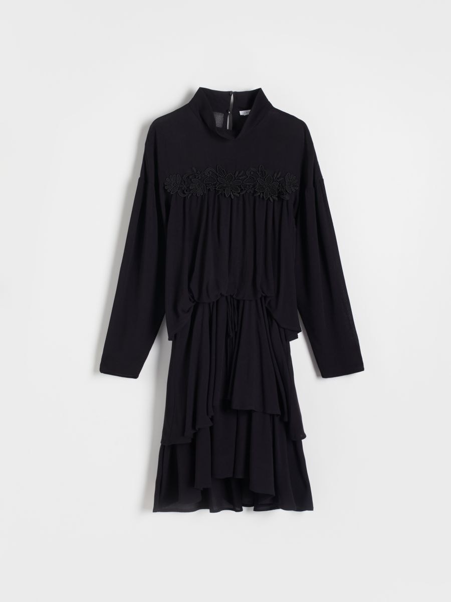 Mini dress with ruffles - black - RESERVED - 4
