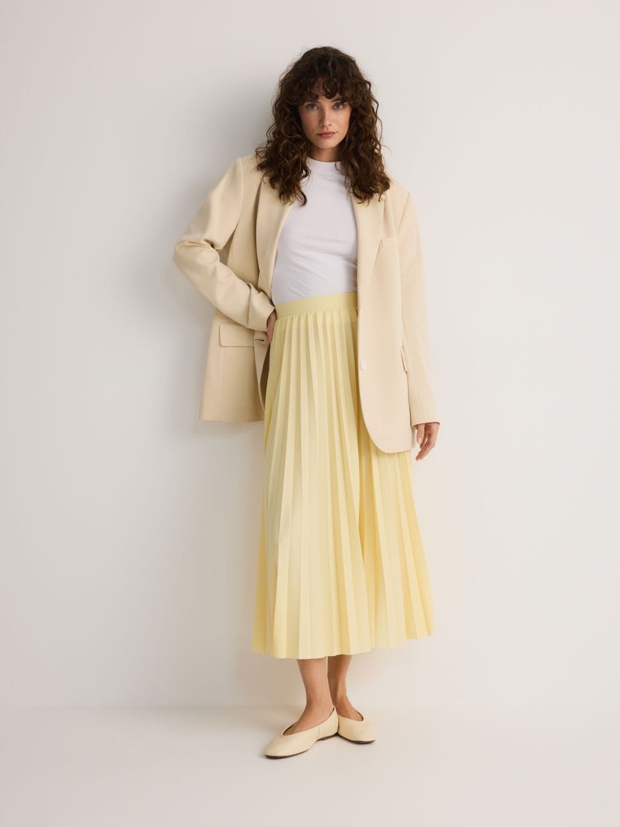 Pleated midi skirt - light yellow - RESERVED - 2