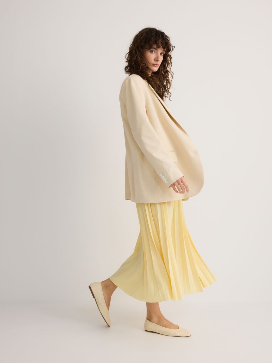 Pleated midi skirt - light yellow - RESERVED - 5