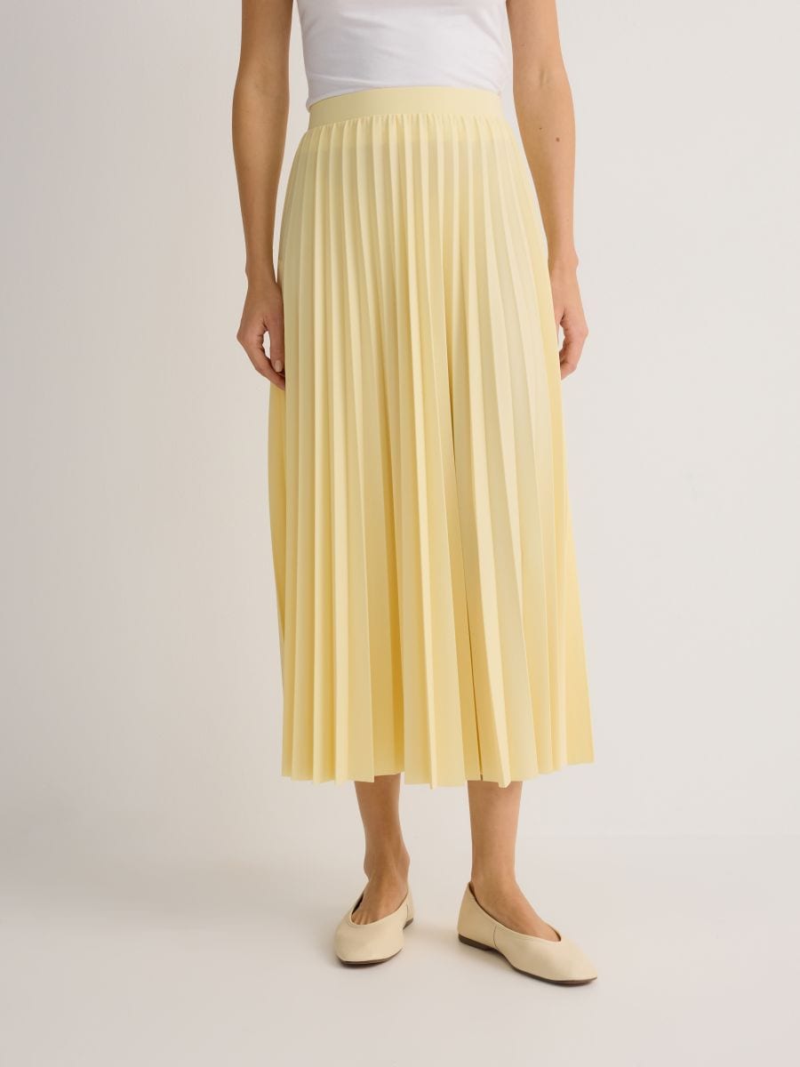 Pleated midi skirt - light yellow - RESERVED - 4