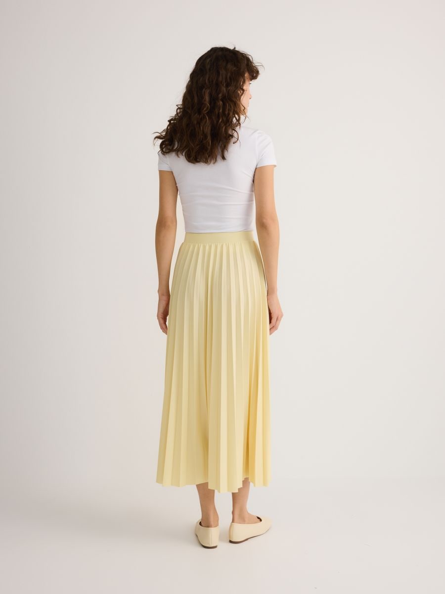 Pleated midi skirt - light yellow - RESERVED - 3