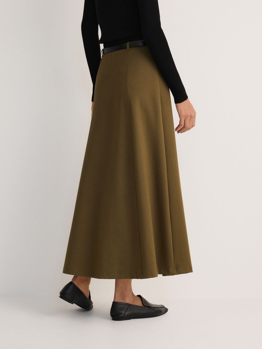 Midi skirt with belt - brownish green - RESERVED - 3