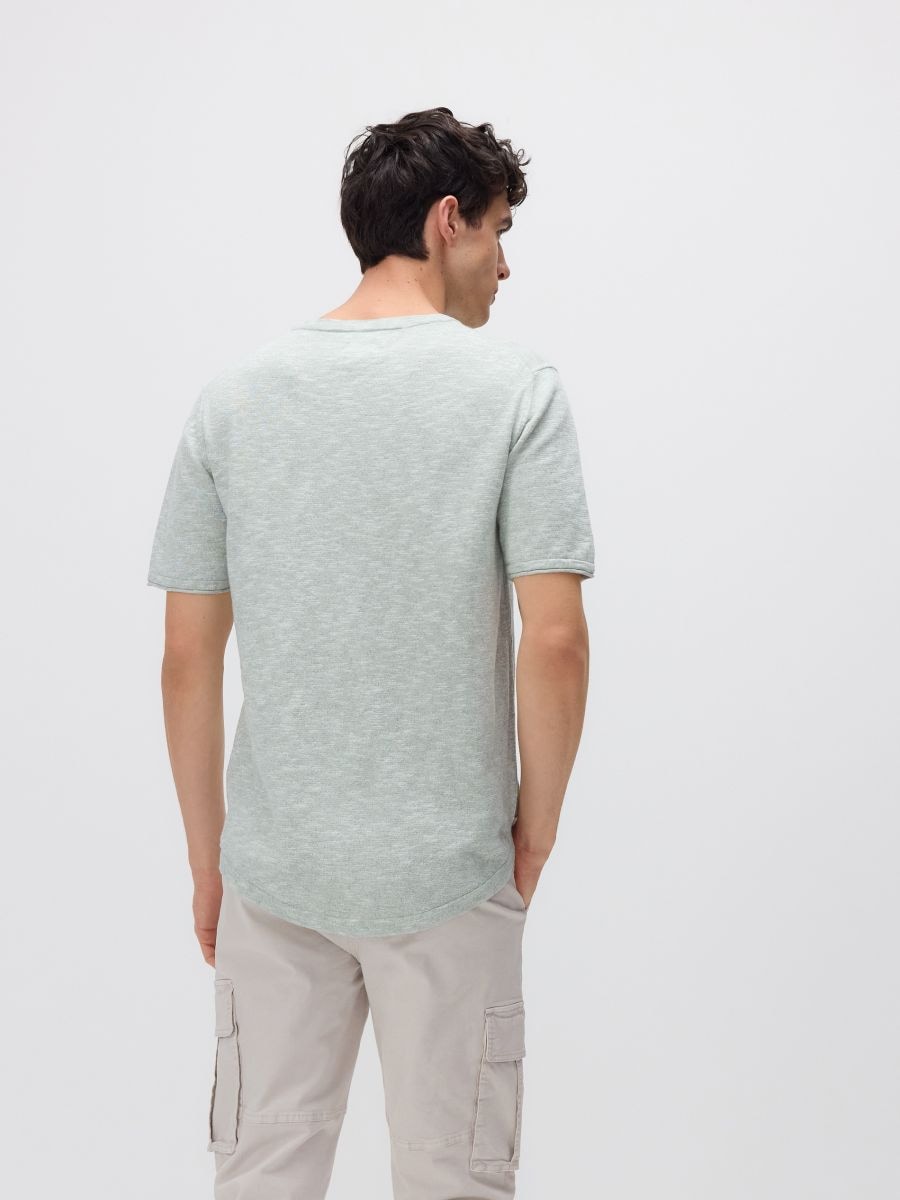 Short sleeve jumper with linen blend - pale green - RESERVED - 3