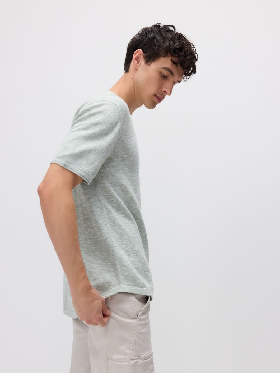Short sleeve jumper with linen blend - pale green - RESERVED - 4