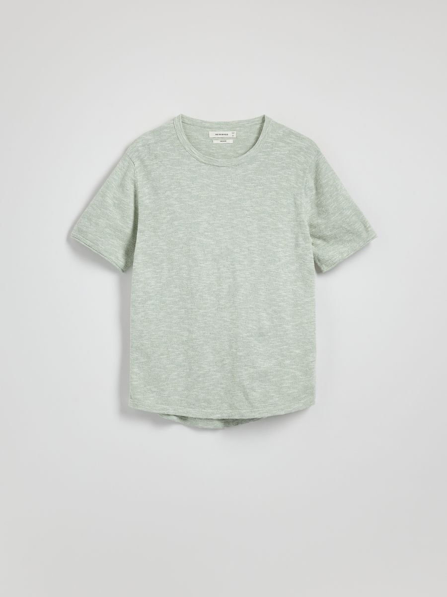 Short sleeve jumper with linen blend - pale green - RESERVED - 6