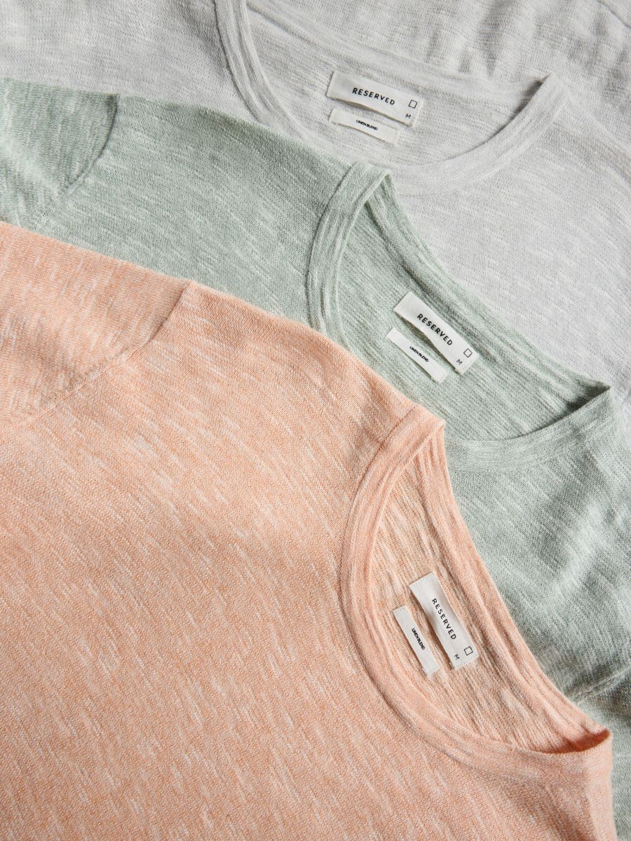 Short sleeve jumper with linen blend - pale green - RESERVED - 7