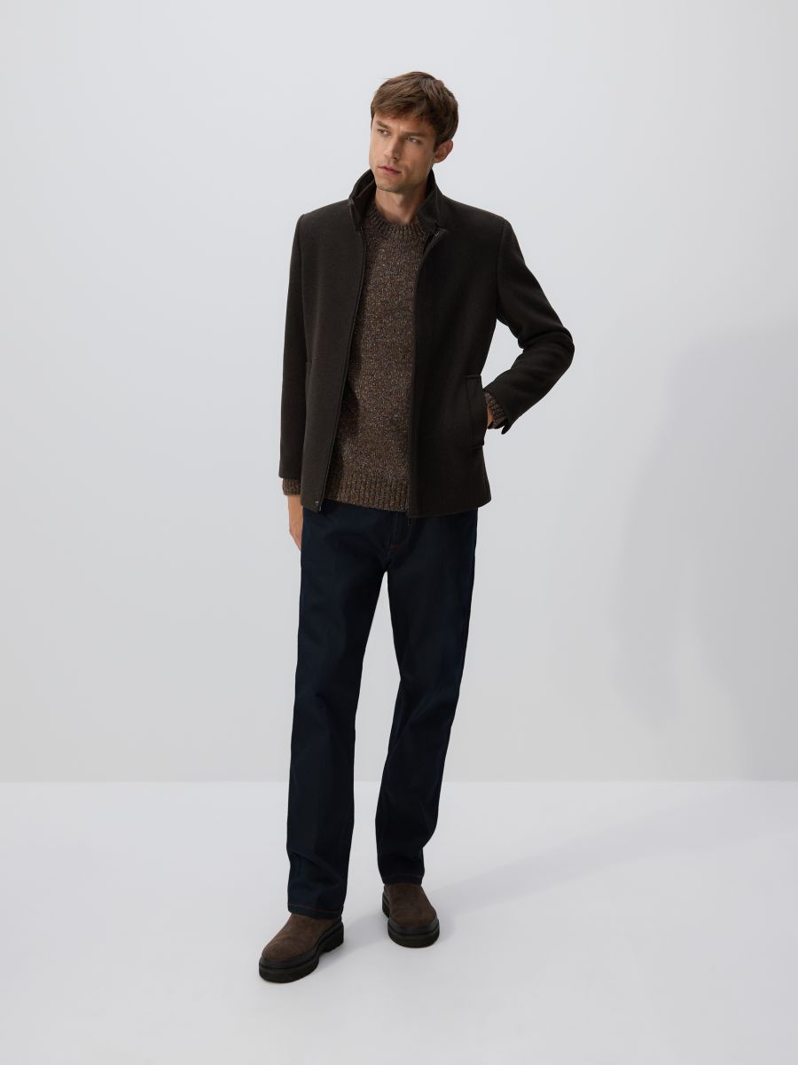 Sobretudo em mistura de lã - castanho - RESERVED