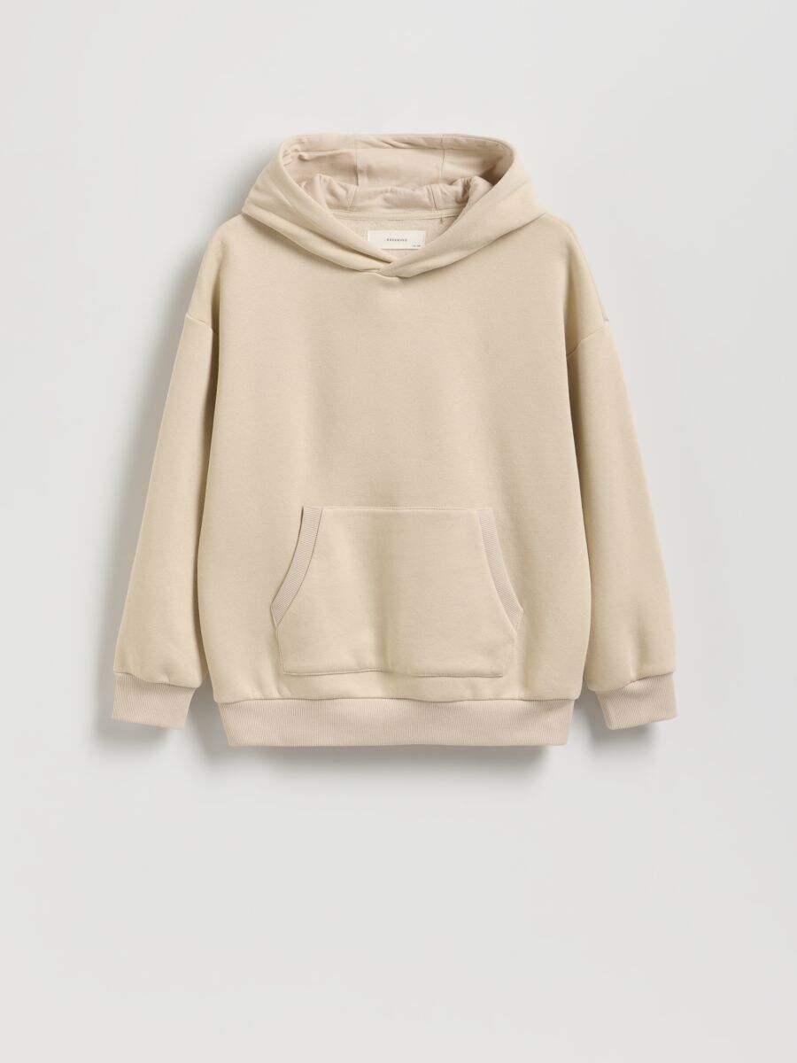 Oversize pulover s kapuco - beige - RESERVED