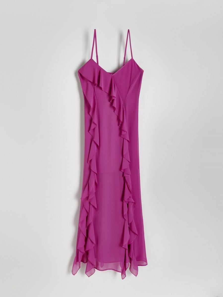 Maxi dress with ruffle details - fuchsia - RESERVED
