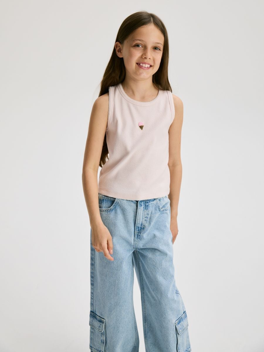 Top with appliqué - pastel pink - RESERVED - 3