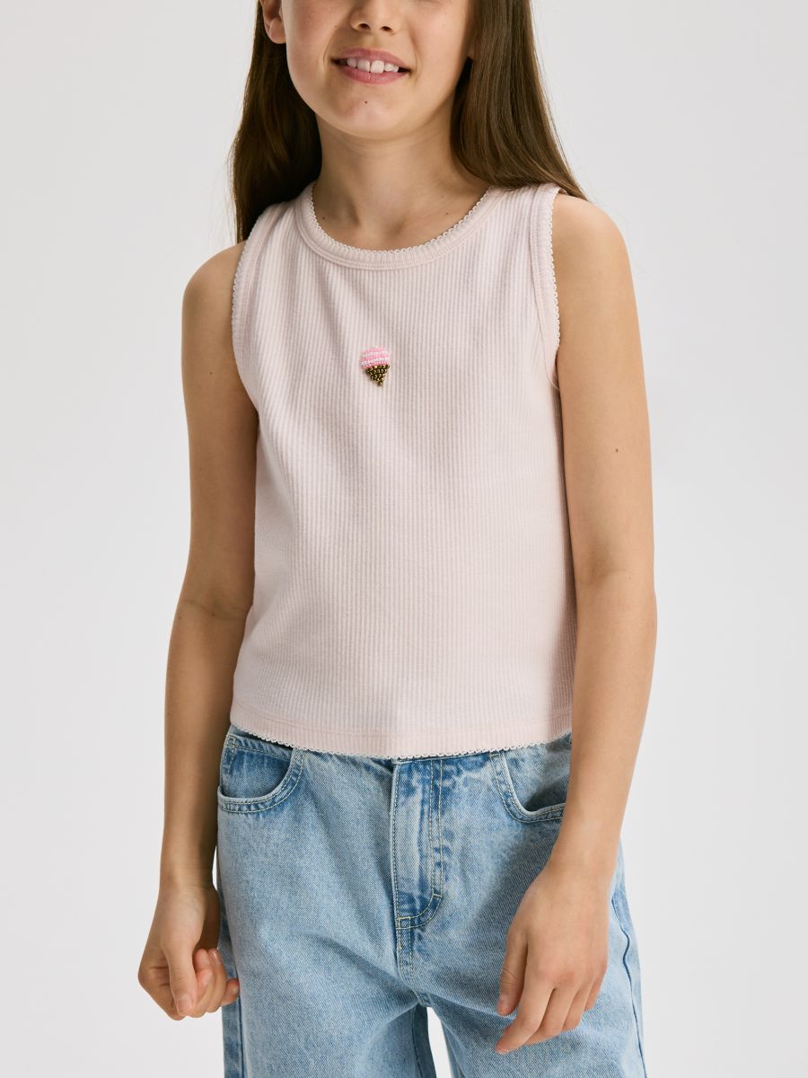 Top with appliqué - pastel pink - RESERVED - 2