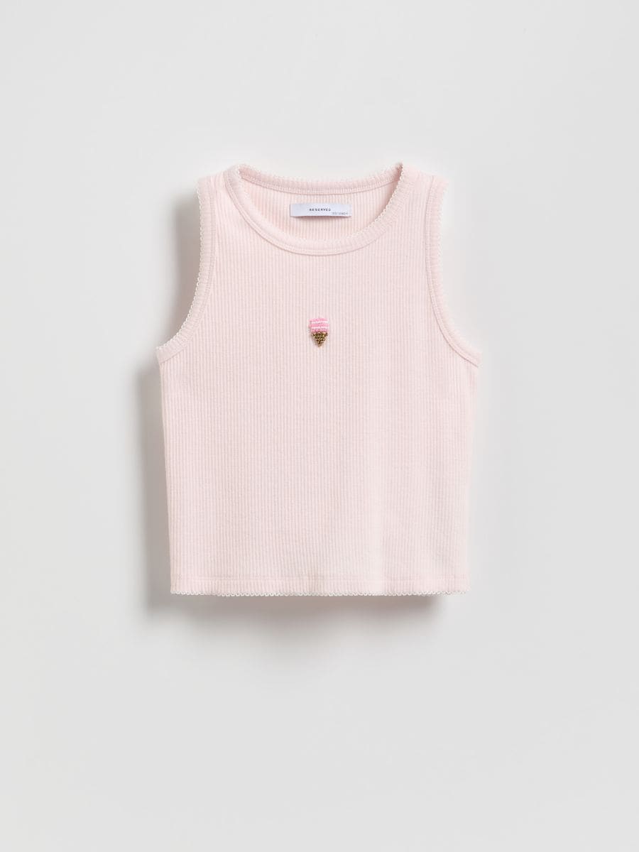 Top with appliqué - pastel pink - RESERVED - 2