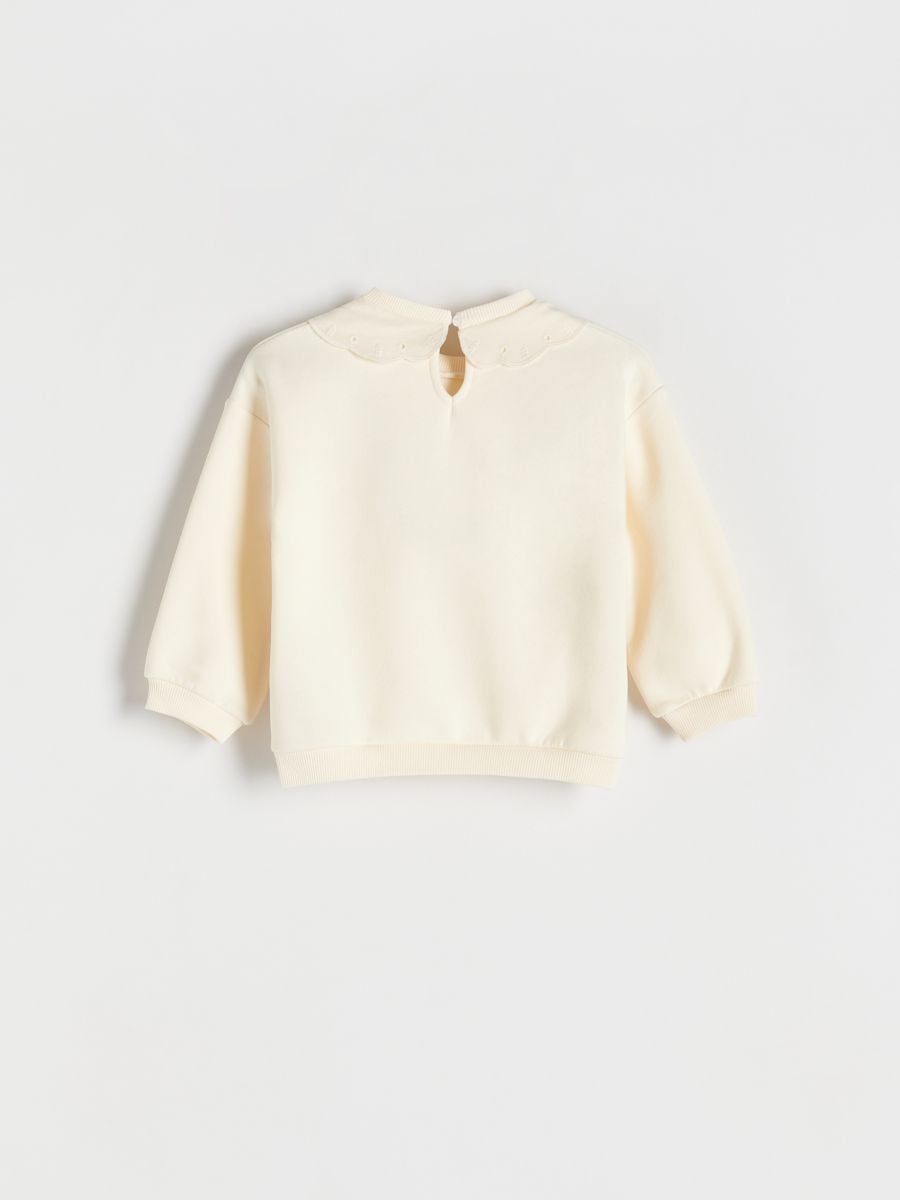 Sweatshirt with openwork collar - cream - RESERVED - 4