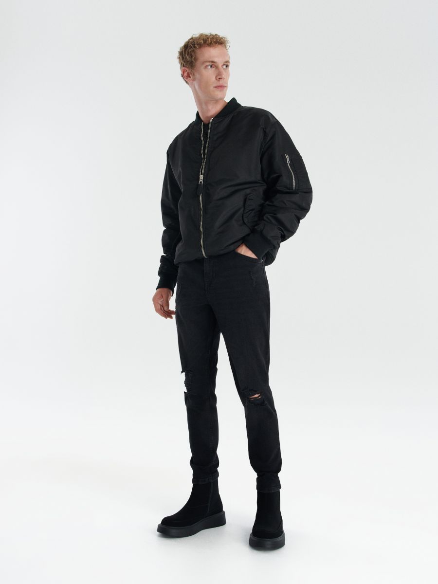 Blugi carrot slim - negru - RESERVED