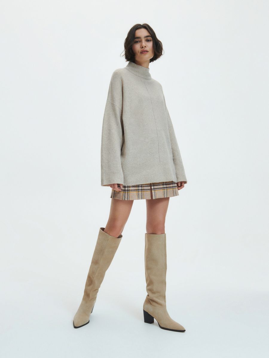 Check wool blend skirt - multicolor - RESERVED - 2